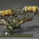 Bronze Elk Statue Royal Conflict | Elk Figurine | Environmental Creations