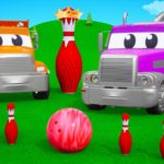 Funny Street Vehicles Bowling Gameplay | Game Highlights | 3D Animation Cars Cartoons | Super Games