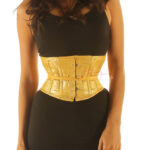 Gold Under bust Satin Corset Basque Waist Belt Trainer